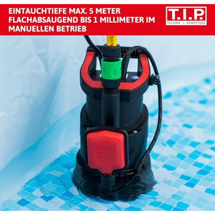 T.I.P. DRAINPRESS 3200-24 SET 30181 Flachsaugerpumpe 3.200 l/h Entwässerung max. Förderhöhe 24 m max. Förderdruck 2,4 bar max. Tauchtiefe 5 m max. Wassertemperatur 35 °C Kabellänge 10 m – Bild 4