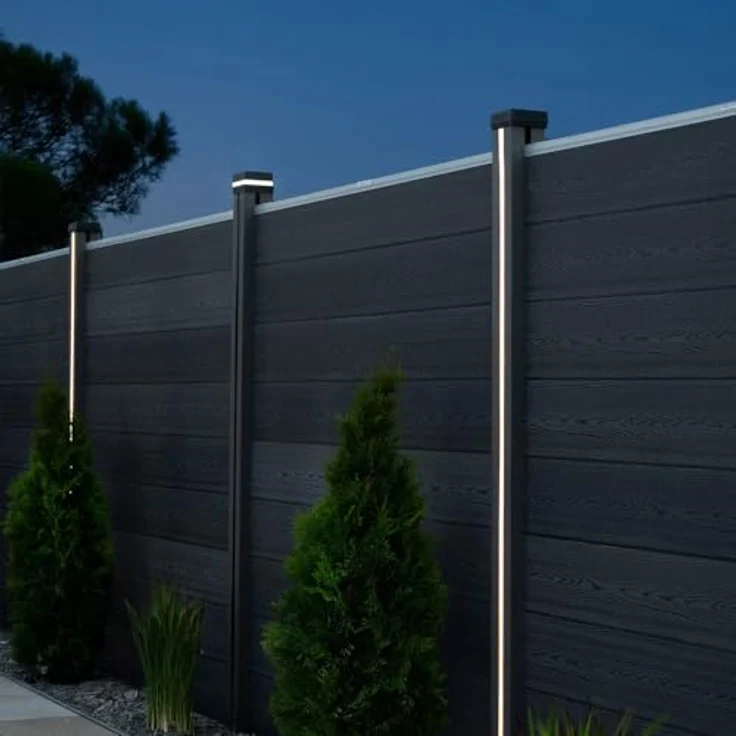 HOME DELUXE DINA DELUXE Zaunpfosten Nutleiste mit integrierter Solar LED Beleuchtung, Schwarz, witterungsbeständig und einfach zu montieren – Bild 5