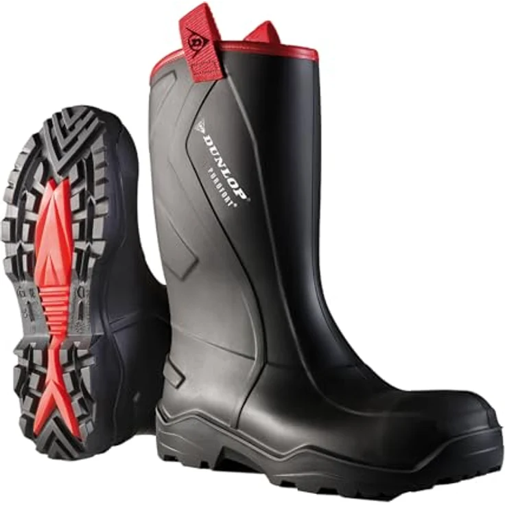 Dunlop Purofort+ Rugged, Sicherheitsschuhe Stiefel, 100% wasserdicht, rutschfeste Sohle, schwarz, Gr. 49-50 – Bild 1