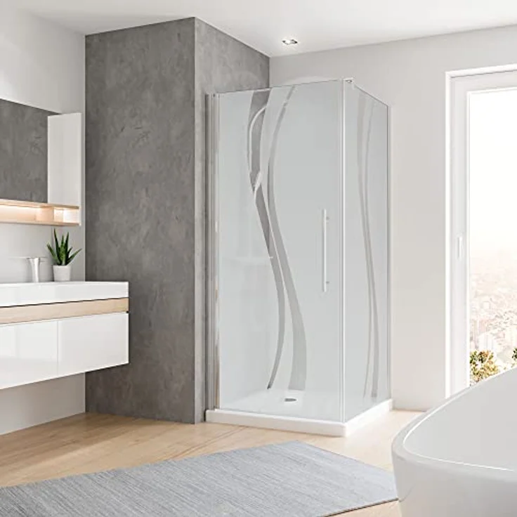 Duschkabine Dusche Drehtür mit Seitenwand 90x90 Eckdusche chromoptik Echtglas – Bild 2