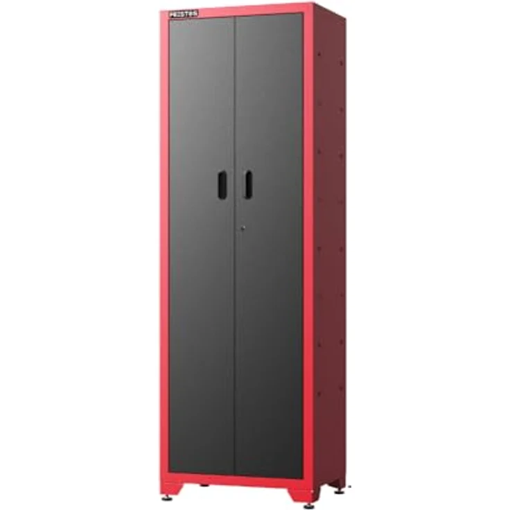 FEISTOS Werkbank Juno 12, modulare Werkstatteinrichtung mit Lochwand, Schwarz/Rot, 462x46x198 cm, inkl. abschließbare Schränke und höhenverstellbare Füße – Bild 6
