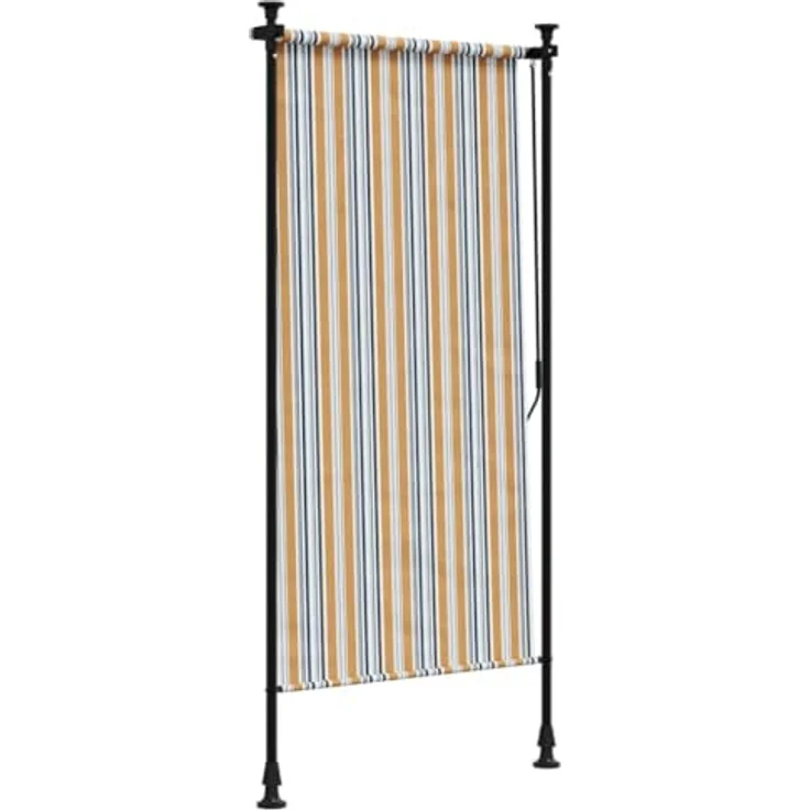 vidaXL Markise Außenrollo Gelb und Weiß 100x270 cm Stoff und Stahl, UV-beständig, einziehbar, verstellbare Höhe – Bild 6