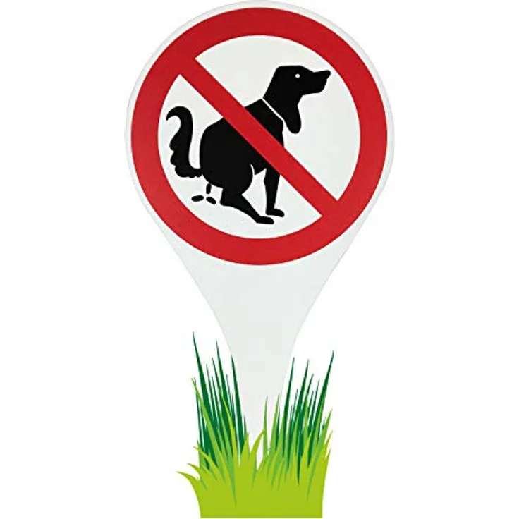 Betriebsausstattung24 Erdspieß Verbotszeichen "Hier kein Hundeklo", Aluminium-Verbundplatte, Wetterfest, Ø 18,0 cm, Höhe 33,5 cm, für Außeneinsatz