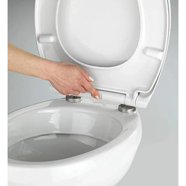 Wenko Premium WC-Sitz Samos, Ovaler Duroplast Toilettendeckel mit Absenkautomatik, Weiß – Bild 4