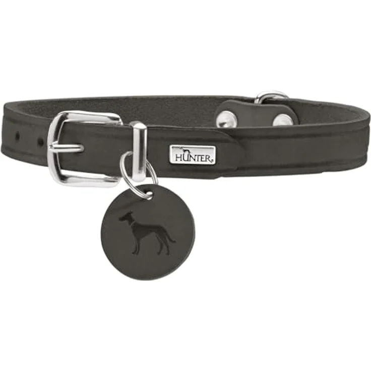 HUNTER Hundehalsband Aalborg, steingrau, Robustes & strapazierfähiges Leder, Starke Fettung, Made in Germany, Größe 60 – Bild 1