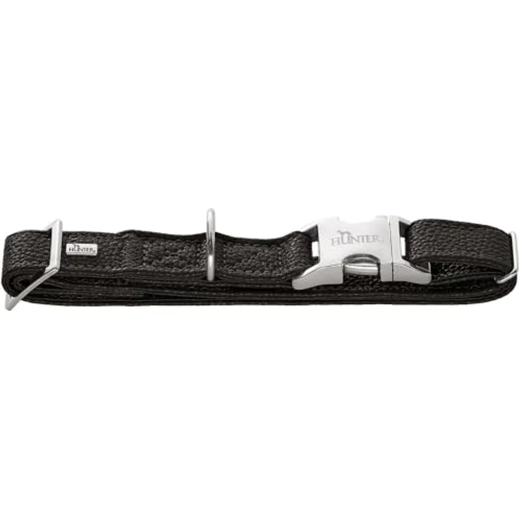 HUNTER Halsung Sofia ALU-Strong, verstellbar in Schwarz, Kunstleder Nappa-Optik, robuster Alu-Klickverschluss, Made in Germany, Größe L – Bild 1