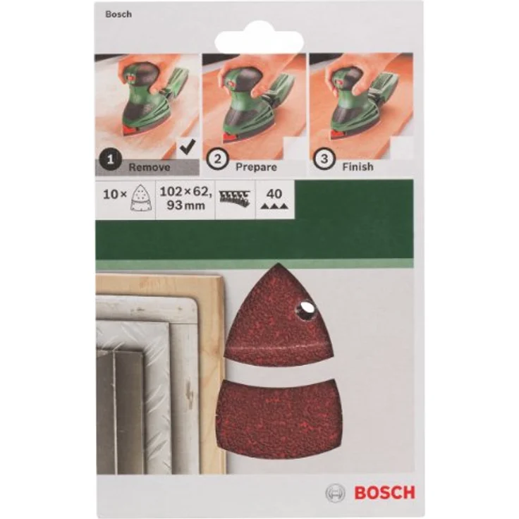 Bosch Schleifblatt (für Multischleifer verschiedene Materialien, 10 Stück, 102 x 62-93 mm, Körnung 40) - Preisvergleich – Bild 2