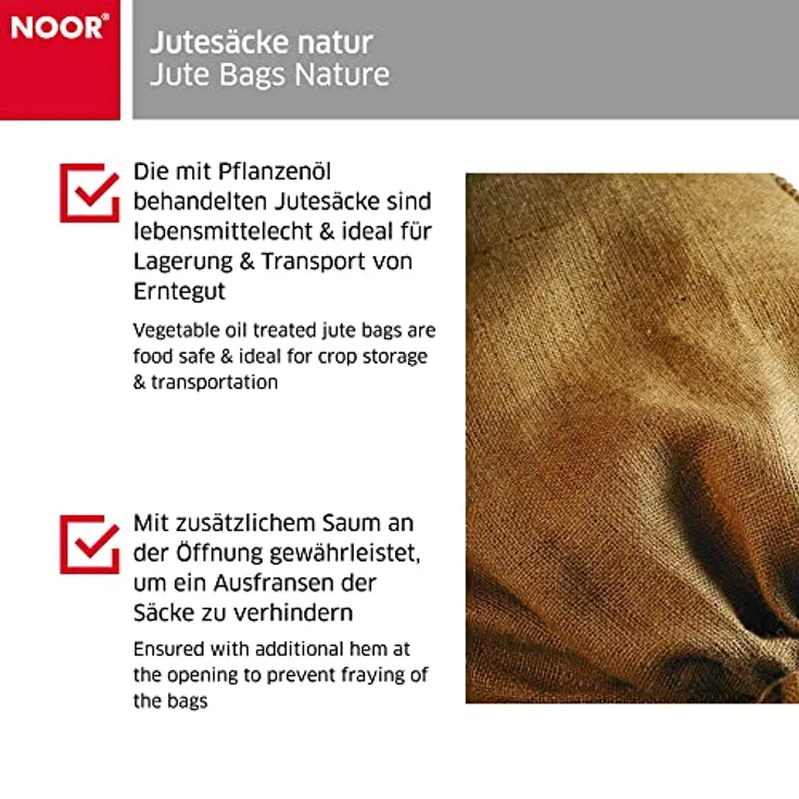 NOOR PREMIUM Jutesäcke 3er Pack Gr.S 60 x 105 cm I 3x Multifunktionaler Jutesack I Winterschutz für Topf- & Kübelpflanzen I Frostschutz für Pflanzen I Pflanzen-Überwinterung Ökosack I Gartensack Natur – Bild 4