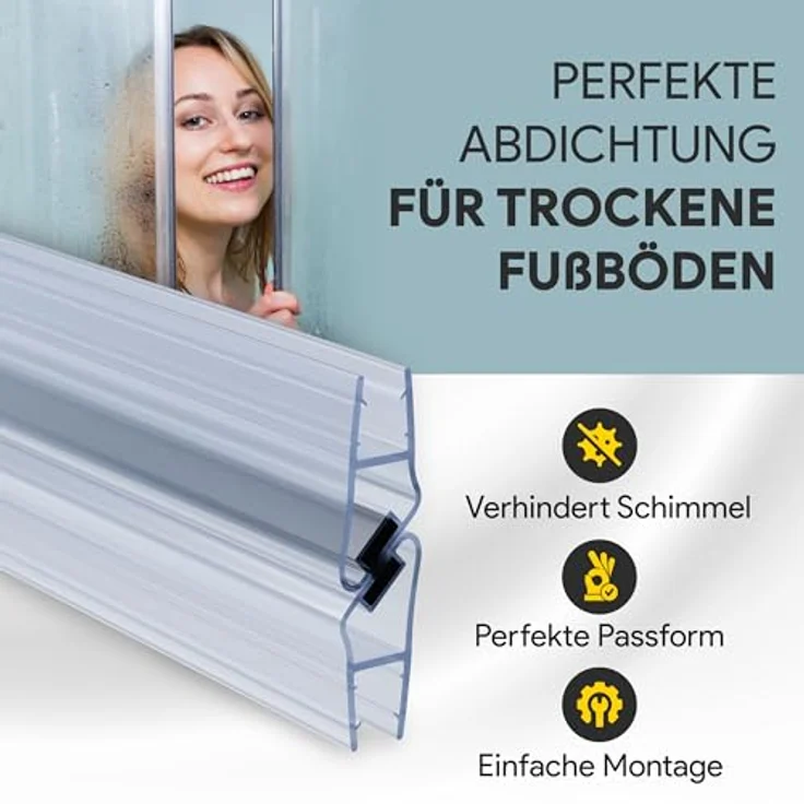 tktrading24 Duschdichtung PVC Ersatzdichtung TYP-8, 90° für Duschkabine, 200cm, geeignet für 6mm Glas, schimmelbeständig und langlebig – Bild 3