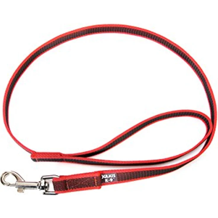 JULIUS K-9 IDC Color & Gray gumierte Leine, 20 mm x 1 m mit Schlaufe, strapazierfähiger Textilstoff, Rot-Grau – Bild 3