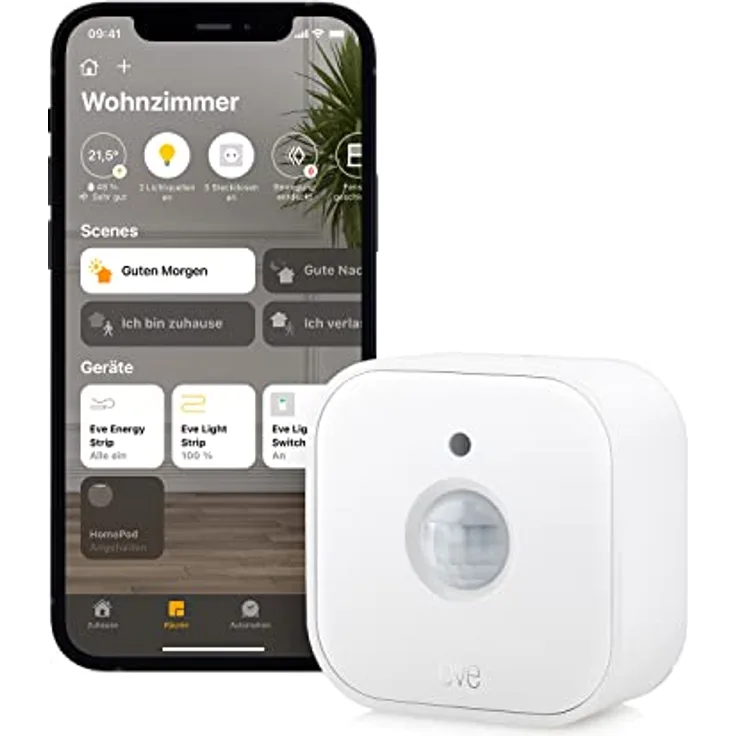 Eve Motion (HomeKit) – Smarter Bewegungssensor mit Lichtsensor, IPX3-Wasserbeständigkeit, Mitteilungen, automatische Aktivierung von Leuchten und Geräten, keine Bridge nötig, Bluetooth, Apple HomeKit