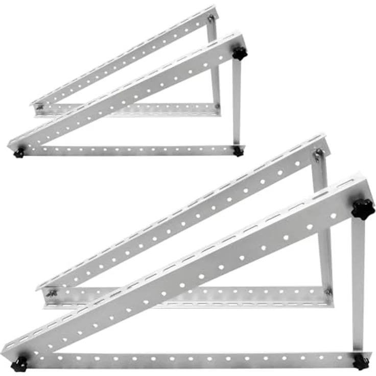 Avoltik Solarpanel Halterung 48 Zoll / 118cm I 2x Halterung für Solarmodule aus robustem Aluminium I Dachhalterung für Solarmodule mit Montageset I Solarmodul Halterung mit verstellbarem Winkel, Grau – Bild 1
