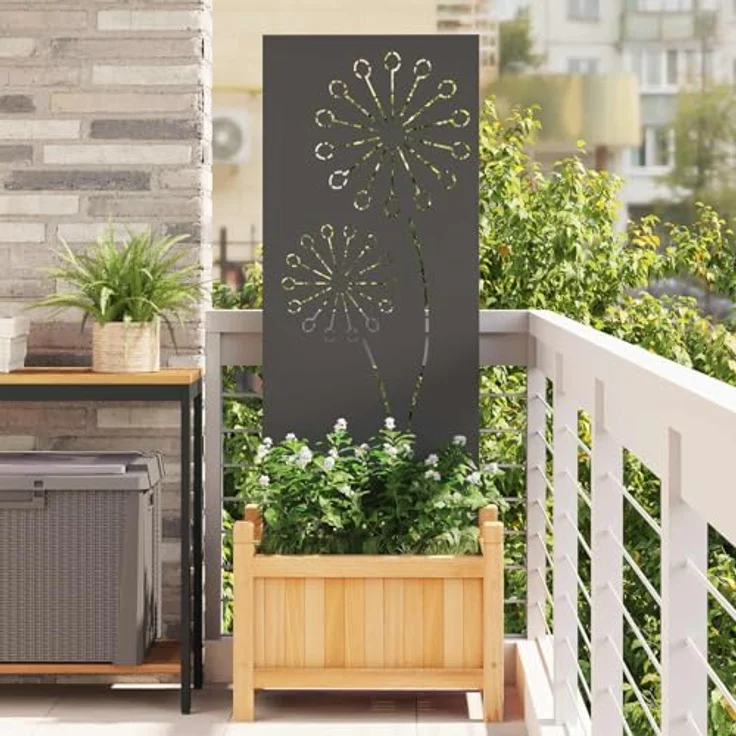 vidaXL Garten Sichtschutz-Leinwand, Schwarz, 50 x 140 cm, robuster Stahl mit modernem Design und einfacher Montage – Bild 2