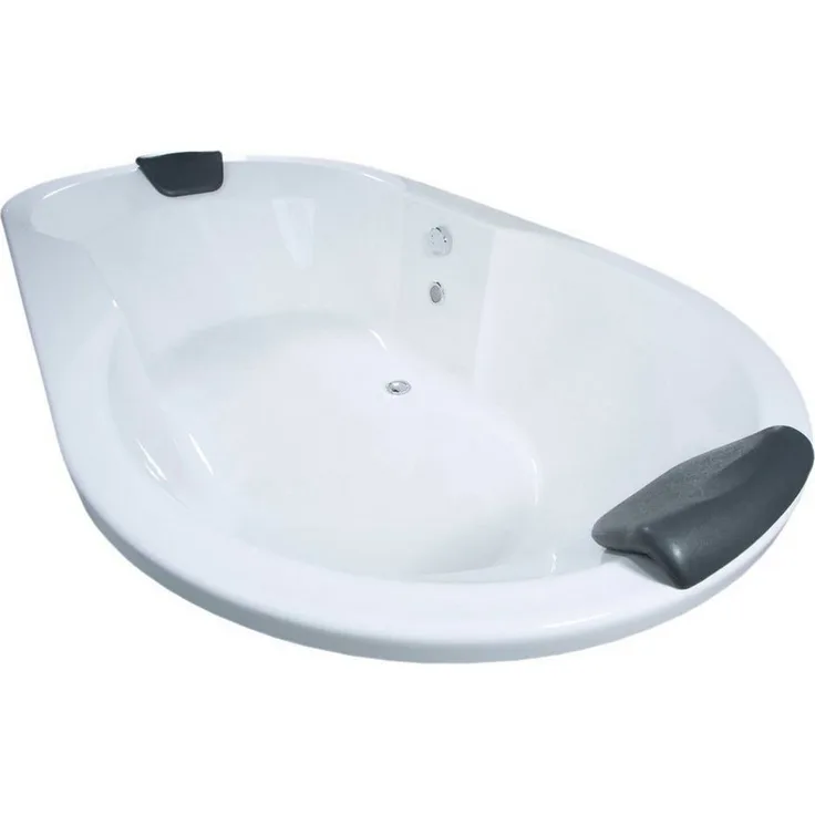 Basera® Podest-Badewanne Corvo 195 x 100 cm, Komplett-Set mit LED-Farblichtambiente und Kopfstützen, hochglanzweiß