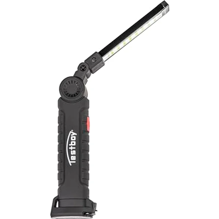 Testboy Light 200, LED-Arbeitsleuchte mit wiederaufladbarem Li-Ion-Akku, schwenkbar bis 270°, 2 Intensitätsstufen, inkl. Magnet & Haltehaken, Schwarz – Bild 1