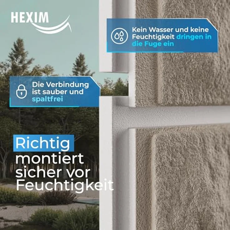 HEXIM Fassadenpaneel FP206, 121x50cm, EPS Styropor mit Acrylbeschichtung in Steinoptik Weiß, UV-beständig für Innen- und Außenbereich (0,61m²) – Bild 3