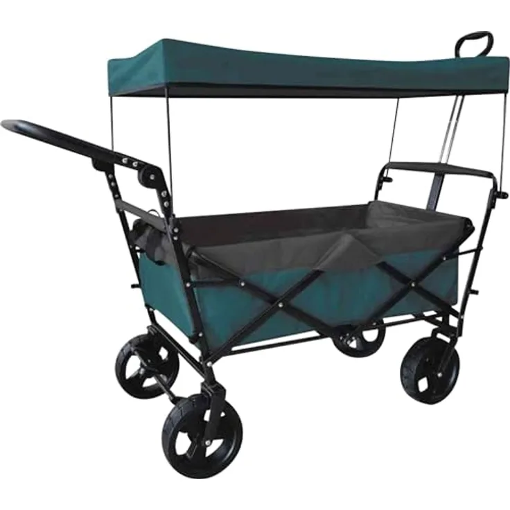 Outdoor active Bollerwagen ''Petrol'', faltbar mit Dach und Taschen, handlicher Handwagen