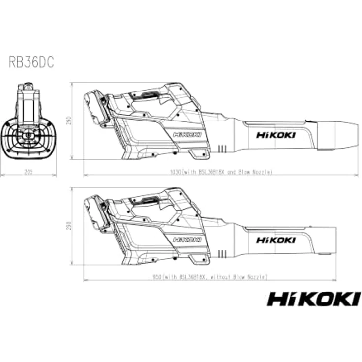 HiKOKI RB36DCW4Z Akku Laubbläser, 36V, geräuscharm mit leistungsstarkem Brushless-Motor und TurboBoost-Funktion – Bild 2