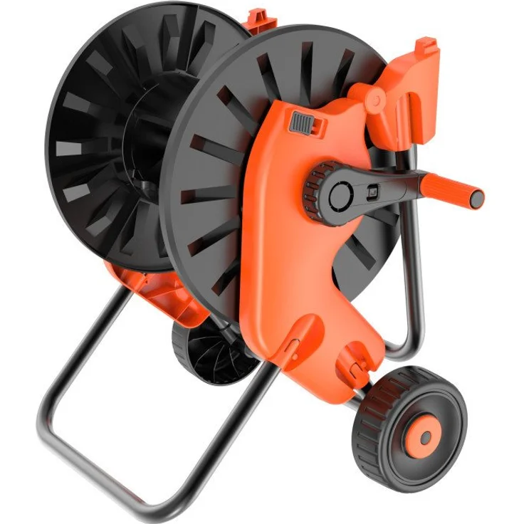 Trend Line TrendLine Schlauchwagen für bis zu 60 m Gartenschlauch, schwarz-orange, mit stabiler Aufrollkurbel und klappbarer Bauweise