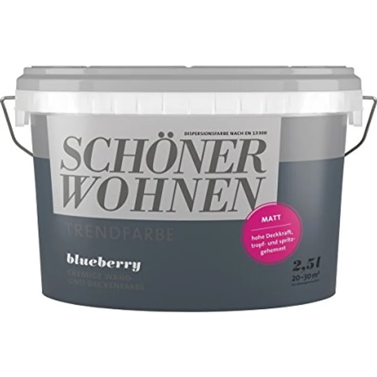 SCHÖNER WOHNEN FARBE Wandfarbe SW Trend matt 2,5L, hochdeckend und scheuerbeständig, Farbe blueberry 7504 – Bild 1