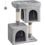 FEANDREA Kratzbaum mit 2 Häuschen und Sisalstämme, kompakt, in Hellgrau/Rauchgrau/Beige - Preisvergleich