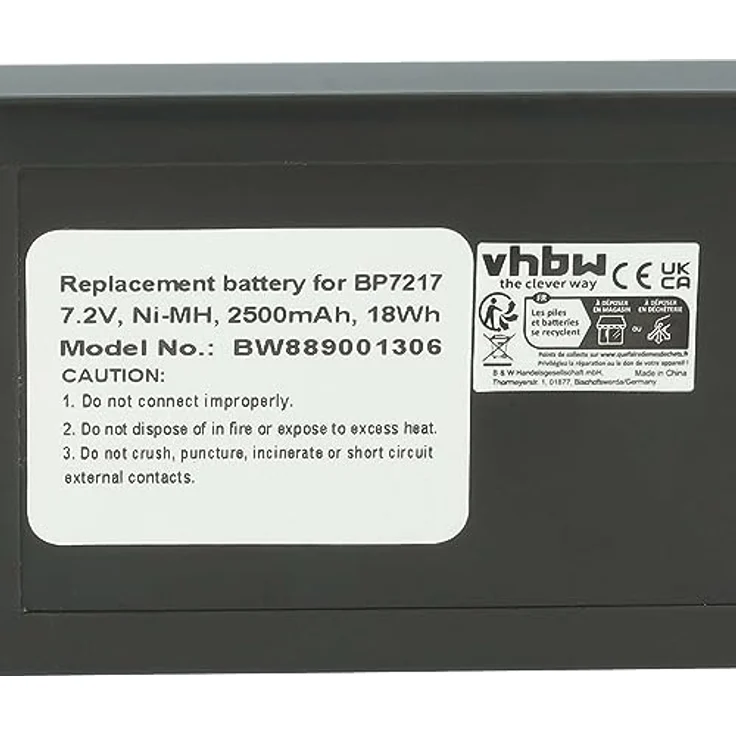 vhbw Akku kompatibel mit Fluke DSP100, DSP2000 Messgerät (2500mAh, 7,2V, NiMH) - Leistungsstarker Austausch-Akku für Messtechnik – Bild 5