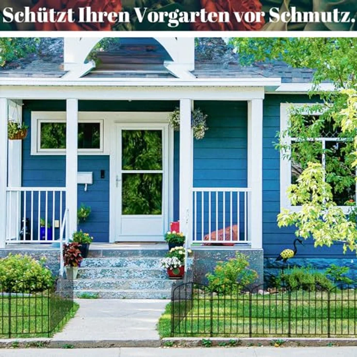 V2Aox Steckzaun Gartenzaun, 10 Elemente 43 cm hoch, flexibler Metall Gitterzaun mit Oberbogen, schwarz – Bild 5