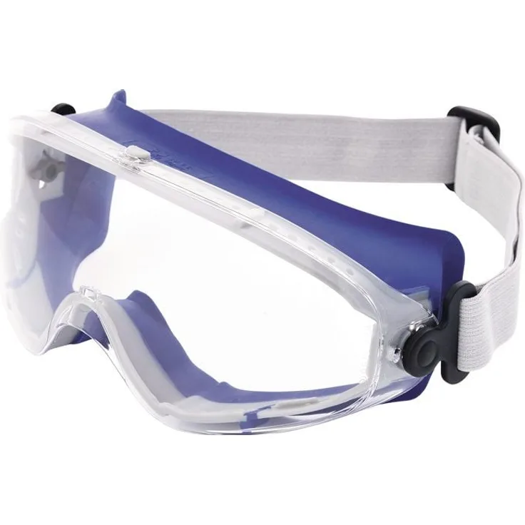 AS Arbeitsschutz GmbH Vollsichtschutzbrille DAYLIGHT TOP EN 166, blauer Rahmen, klare PC-Scheibe, beschlagfrei, optische Güteklasse 1, für Brillenträger geeignet