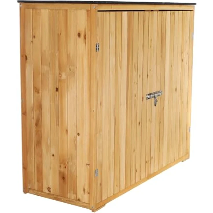 Wiltec Gartenhaus mit Doppeltür, Geräteschrank aus Holz in Naturfarbe, 136 x 58 x 127 cm – Bild 9