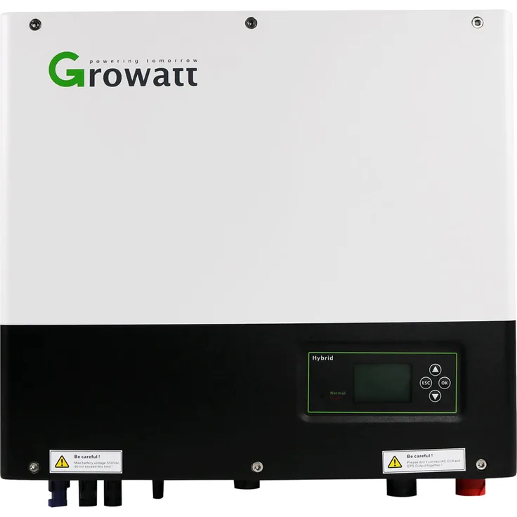 Growatt SPH5000TL3-BH-UP, 5kW Hybrid Wechselrichter 3-phasig mit Smart Meter TPM-E, Notstromfähigkeit, hohe Effizienz bis 97,8%