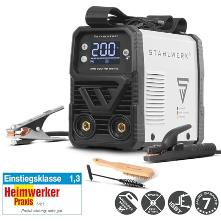 STAHLWERK ARC 200 MD Digital Inverter E Hand Schweißgerät 200 A MMA Lift TIG, kompakt und leicht mit automatischer Stromanpassung, IP21S Schutzart – Bild 2