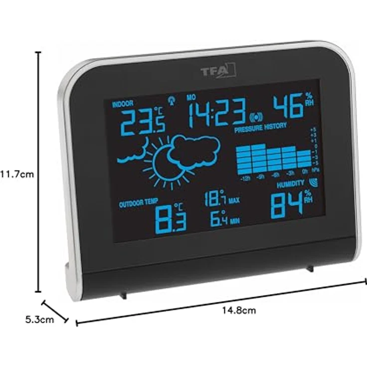 TFA SPHERE Funk-Wetterstation, Wetterstation mit Color Sharp Display und SmartHome-Anbindung, Schwarz – Bild 4