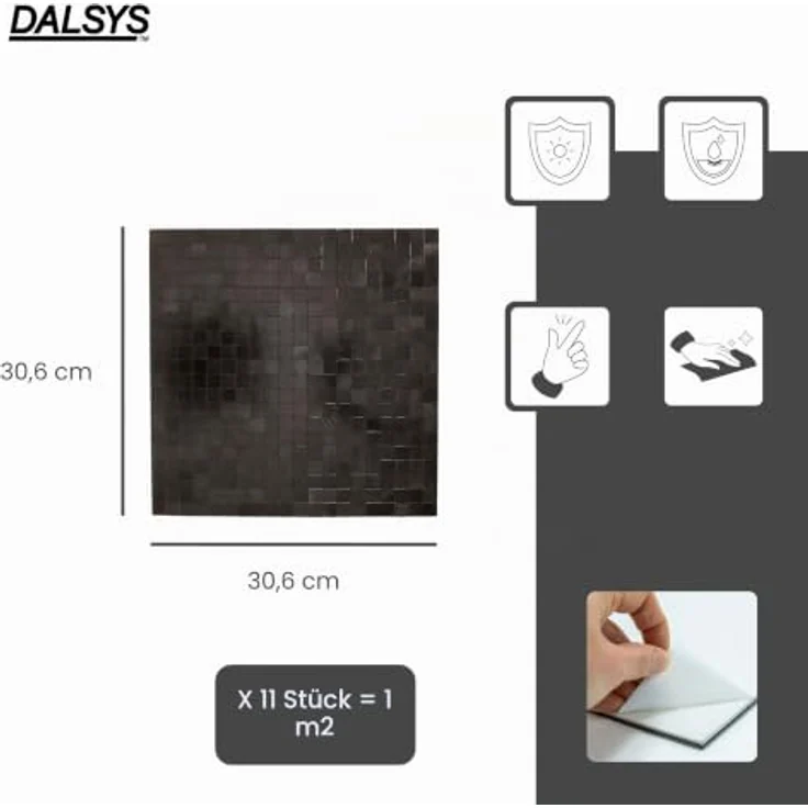 Dalsys 11x 3D-Wandpaneele Aluoptik, selbstklebend, 1m², Dunkelbraun, pflegeleicht und robust – Bild 2