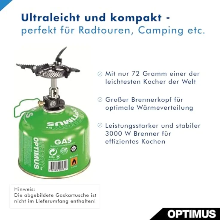 Optimus Crux Lite Solo, Campingkocher mit Terra Solo Kochset, 272 g, leicht und kompakt – Bild 2