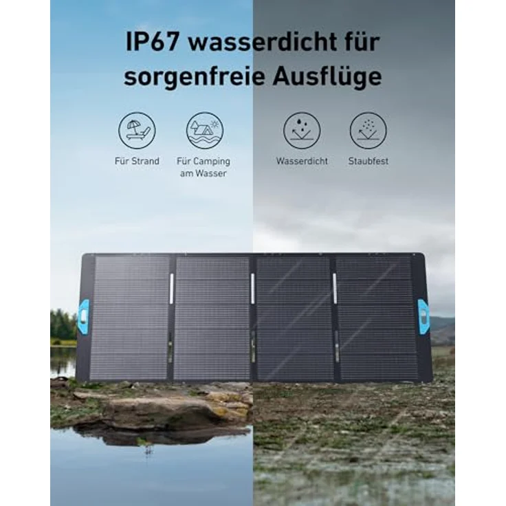 Anker SOLIX PS400, 400W Faltbares Solarmodul, IP67 wasserfest, 23% Effizienz, ideal für Outdoor und Camping – Bild 4