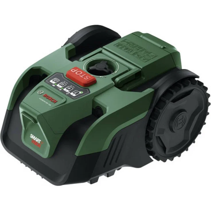 Bosch Home and Garden VISIMOW18V-100 Mähroboter für Rasenflächen bis 100 m², 3-schneidige Messerscheibe, einstellbare Schnitthöhe 20-60 mm, Akku 18V 4.0Ah, SmartVision-System