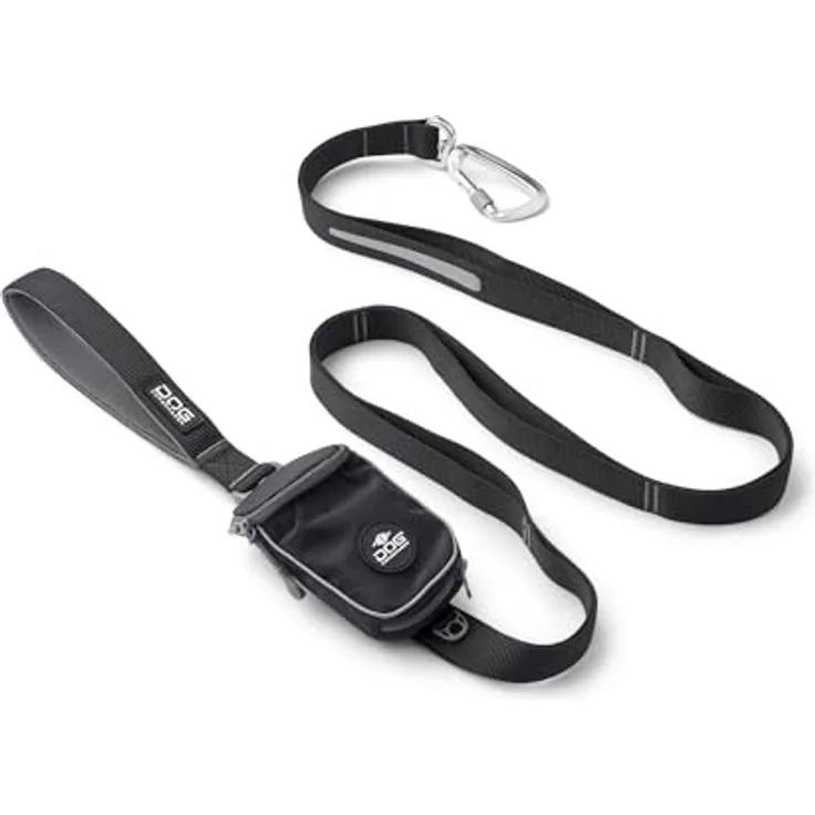 DOG Copenhagen Urban Trail 3.0 Leine, Black, L - Vielseitige Hundeleine mit Leinentasche und Reflektoren