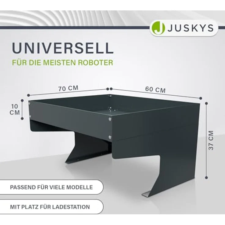Juskys Mähroboter-Garage, BxTxH: 60x70x37 cm, mit Pflanzkasten, Schutz vor Witterung, verzinkter Stahl, Anthrazit – Bild 3