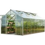 GFP Gewächshaus Topas 7 aus Alu 225x449 cm ca. 6 mm Doppelstegplatten formstabil & witterungsbeständig, silber