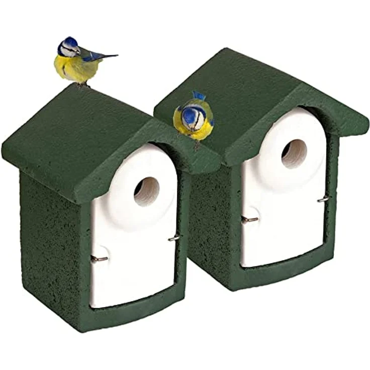 BigDean 2X Nisthöhle aus Holzbeton - Nistkasten für Vögel - Meisen Meisenkasten Einflugloch 32 mm Vogelnistkasten - stabil & wetterfest - Beton Vogelhaus Nisthilfe zum Aufhängen – Bild 1