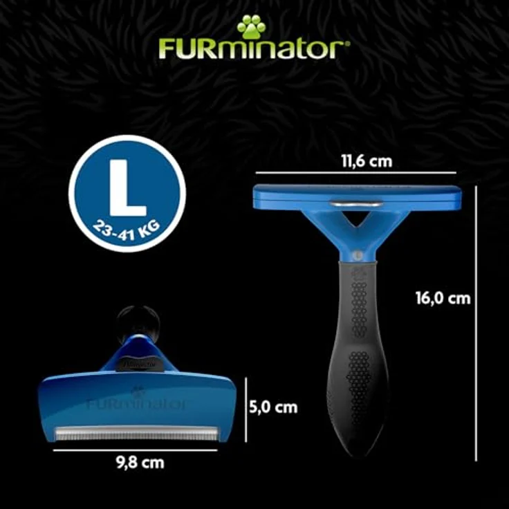 FURminator Fellbürste für langhaarige große Hunde, deShedding-Tool mit Edelstahlkante und FURejector, 10,2 cm Kantenlänge – Bild 5