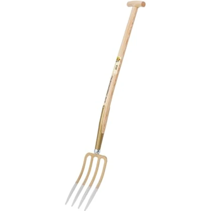 SHW 54370 Spatengabel, 4 Lanzenzinken aus geschmiedetem Stahl, Eschenstiel mit T-Griff, Stiellänge 85 cm, Made in Germany – Bild 3