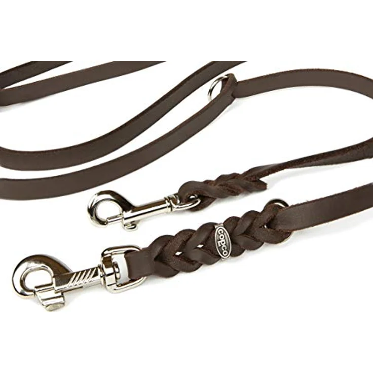 CopcoPet – Fettlederleine für Hunde – 3-Fach verstellbare Hundeleine aus weichem Leder mit Karabinern & Beschlägen aus Chrom – geflochtene Führleine 100% Handmade in Germany (2,0m x 8mm | Braun) – Bild 3