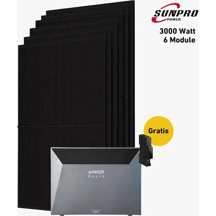 Balkonstrom Balkonkraftwerk 3000W mit 5 kWh Speicher, 5x Zusatzbatterien, 2x Bifazial Solarmodulen und Biberschwanzdachhalterung