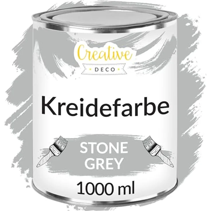 Creative Deco Grau Kreidefarbe für Möbel 1000 ml | Abwaschbarer Möbellack mit Wisch- und Gradient-Effekt, ideal für Vintage-Stil und Decoupage – Bild 1