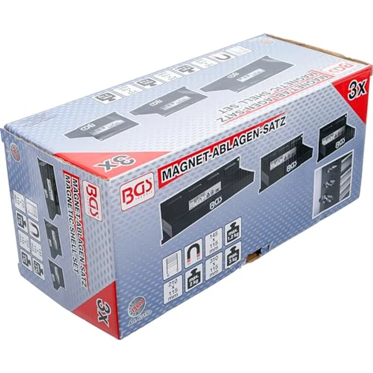 BGS TECHNIC Magnet-Ablagen-Satz 3-tlg. 150/210/310 mm mit starkem Magnet für Werkzeuge und Hilfsmittel – Bild 6