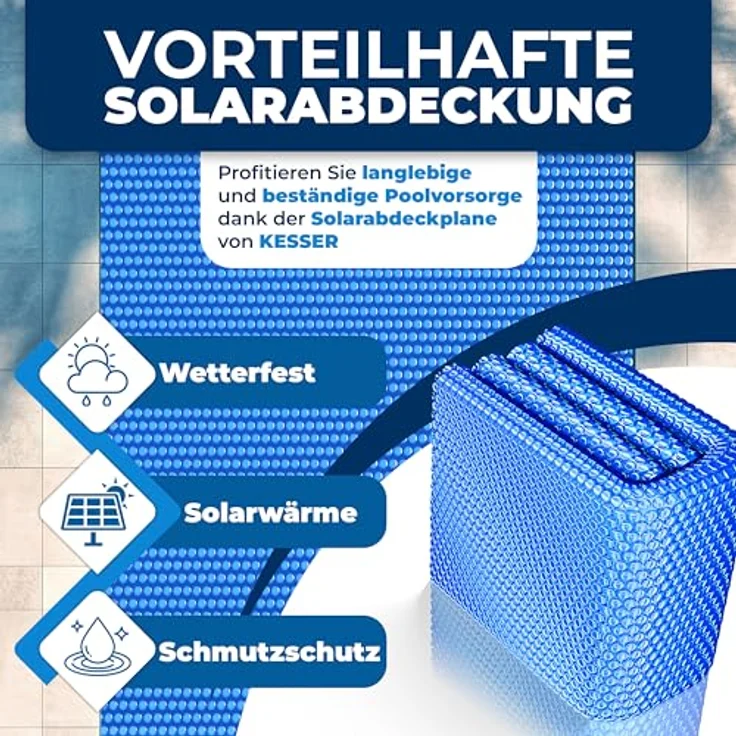 KESSER Pool Solarabdeckplane Rund Ø 244 cm Solarfolie Stärke 120 µm Solarabdeckung Solarplane zuschneidbar Poolsolarplane Solar Folie Poolheizung für Wassererwärmung Wärmeplane Blau, Ø 244 cm – Bild 5