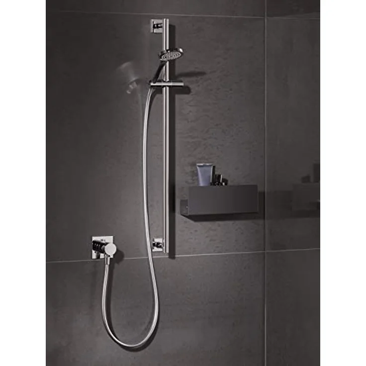 KEUCO IXMO Brause-Stange hochglanz-verchromt, 85,5 cm lang mit Handbrausehalter, verstellbare Höhe und Neigung, eckige Rosetten, Wandmontage – Bild 2
