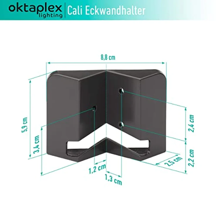 Oktaplex lighting Eckwandhalter anthrazit | geeignet für Außenecke Cali/Cali Motion und Cali Dos/Cali Dos Motion Eckmontage – Bild 4