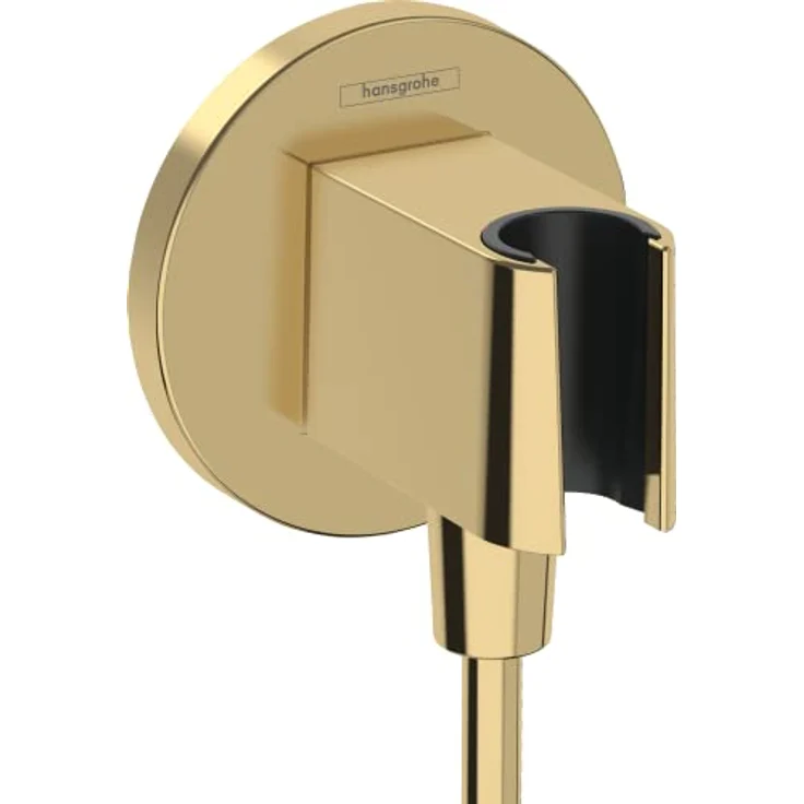 hansgrohe HG Wandanschluss FixFit S, Badarmatur mit Brausehalter und Rückflussverhinderung, polished gold optic – Bild 1